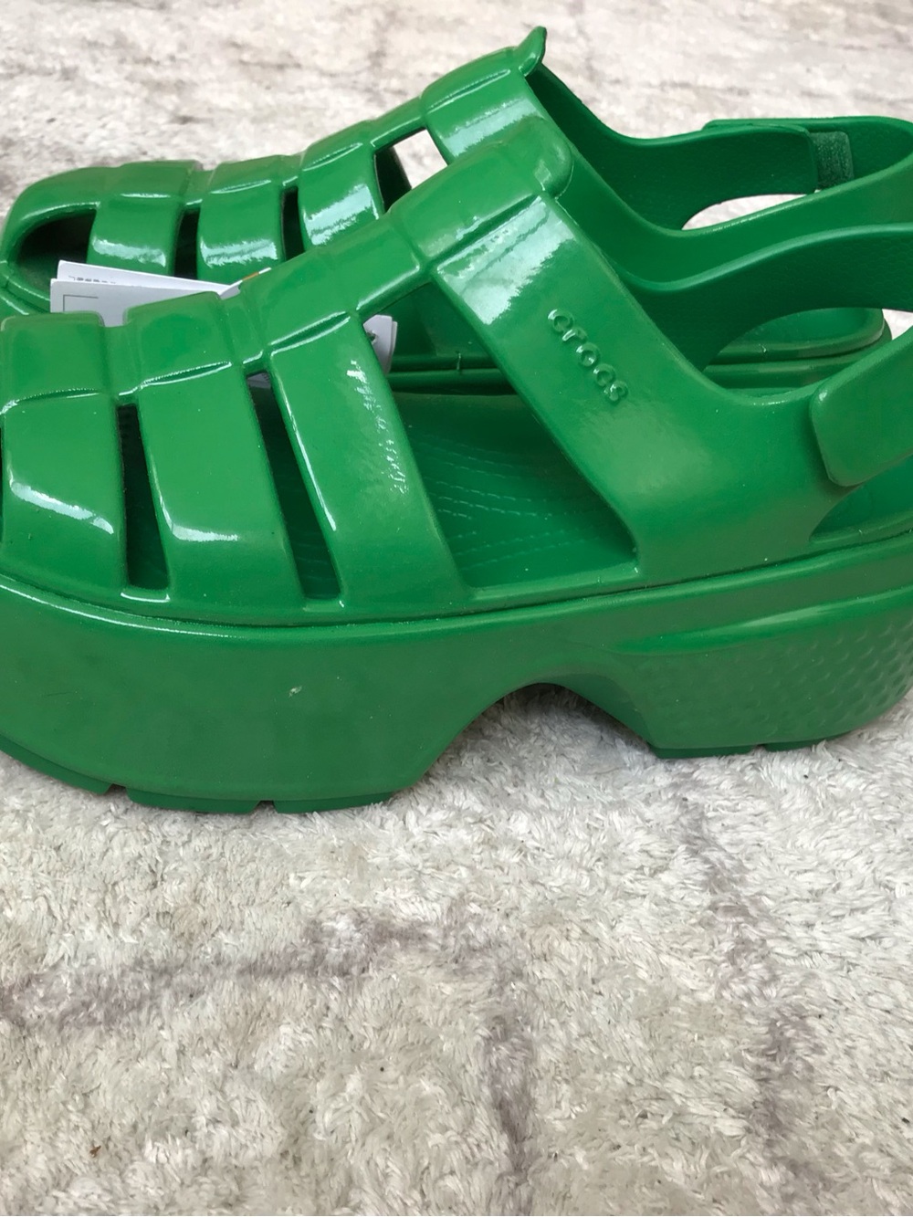 CROCS Green Platform Jelly Sandals - Picture 2 of 3